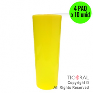 VASO TRAGO LARGO PP CASINO AMARILLO FLUO 280CC (4 pack x 10 unid)